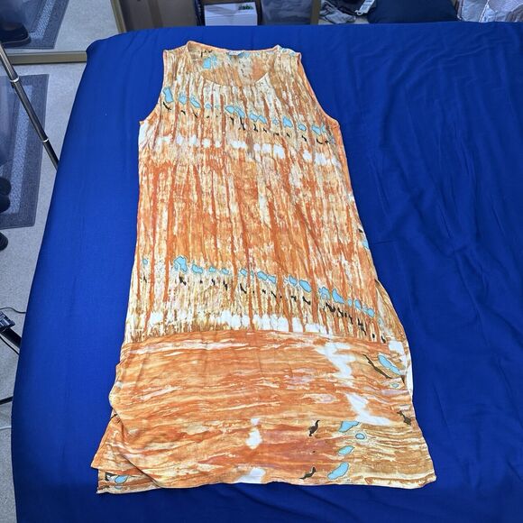 WeBeBop WE BE BOP Plus Orange Multi Sleeveless Maxi Dress 1X - Picture 1 of 5